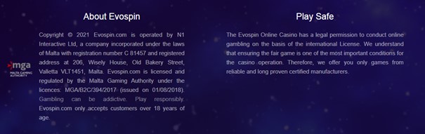 Evospin Casino-Lizenz
